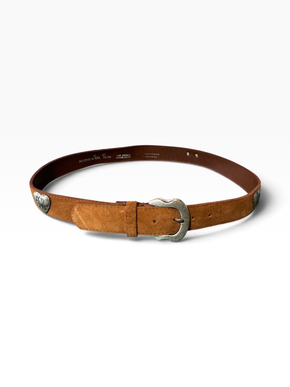 Vintage Maryk & Co. Tan Suede Western Embellished Belt Size 34/38